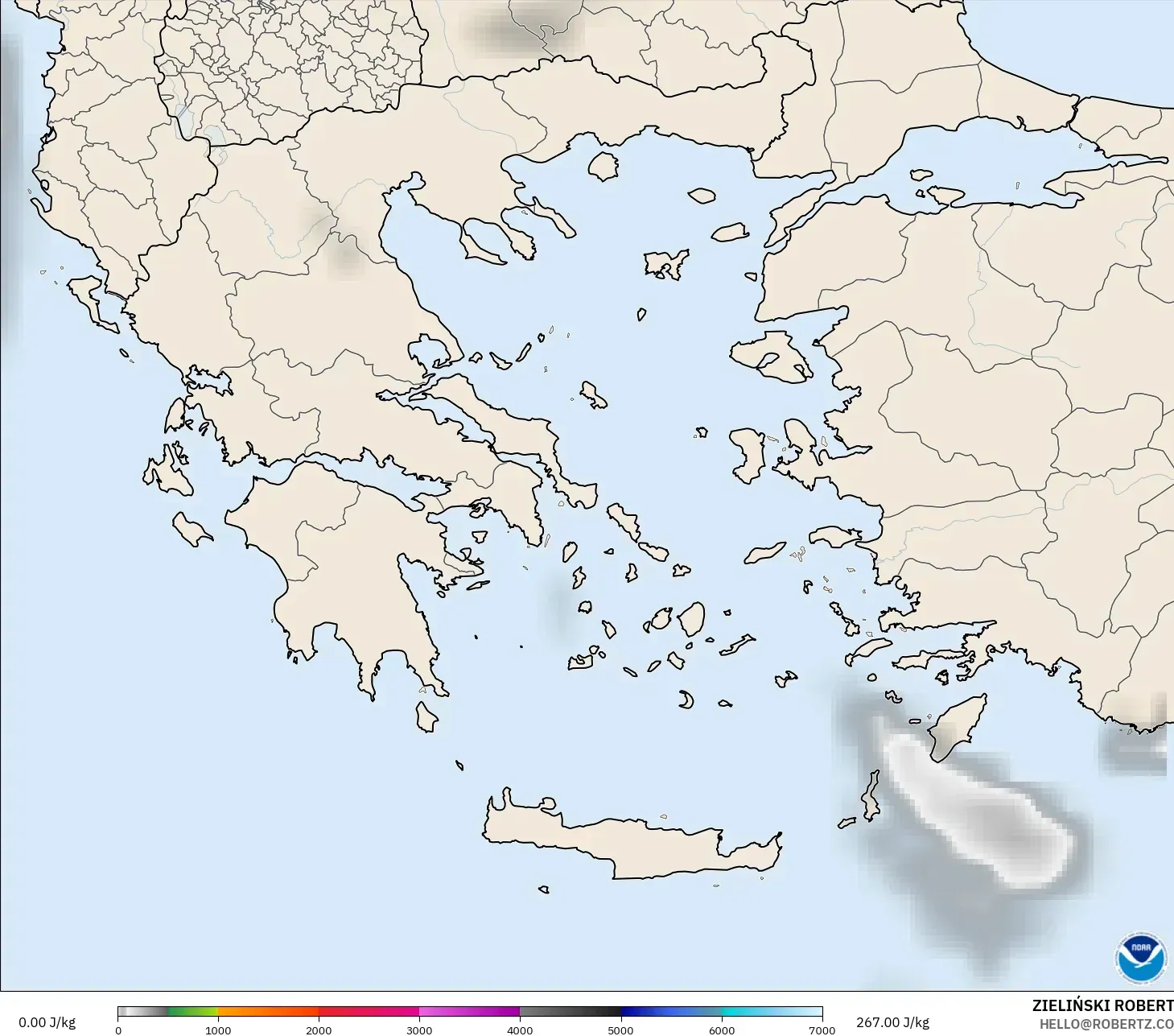 GFS modelo - Grécia, CAPE