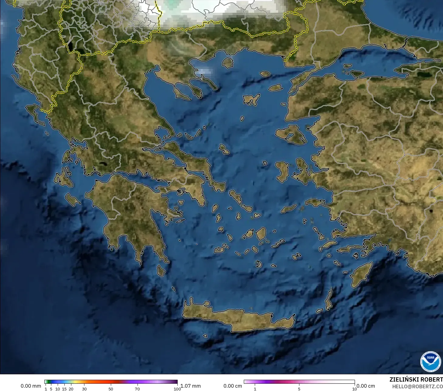 GFS modelo - Grécia, Precipitação, nuvens e pressão