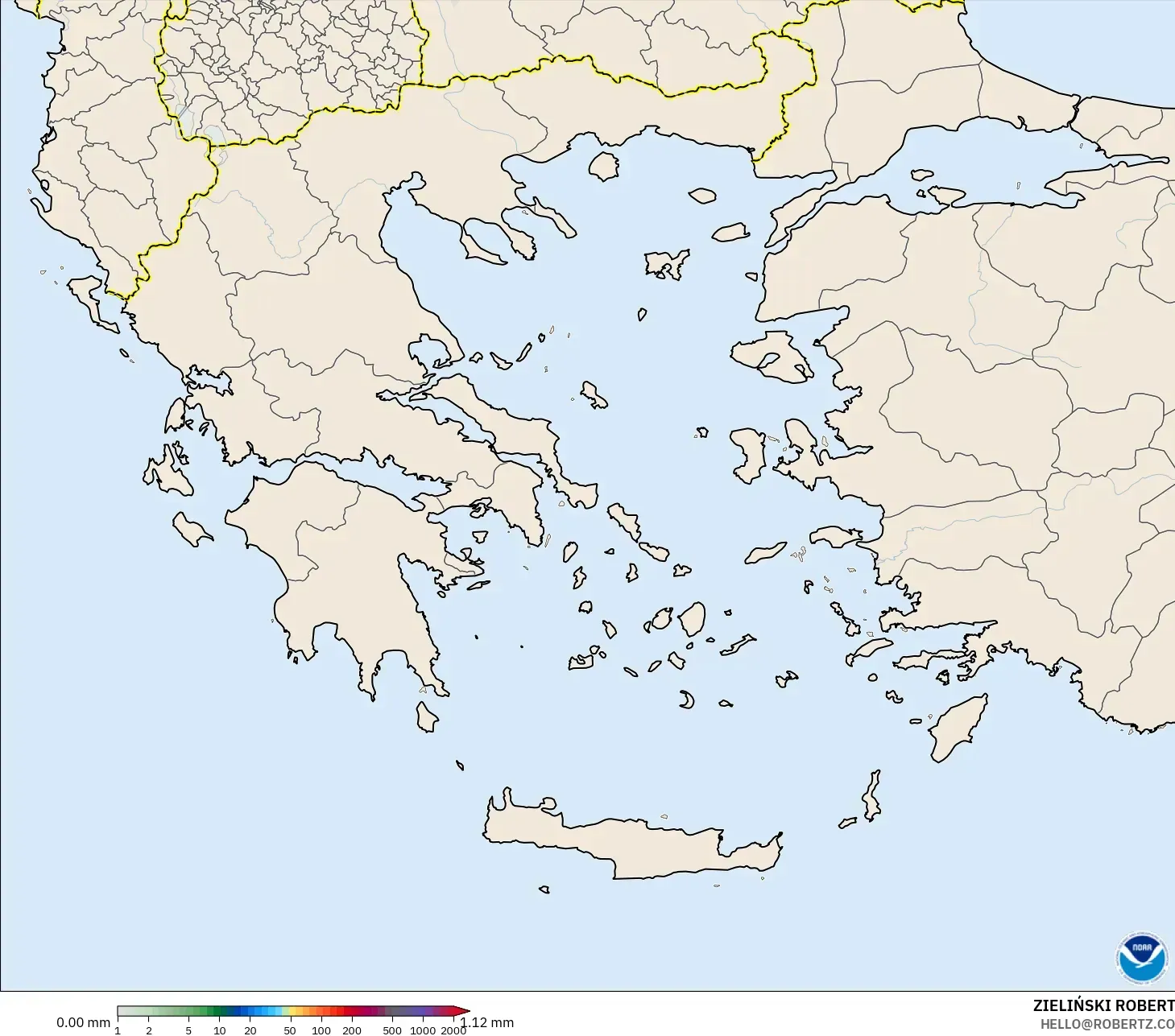 GFS modelo - Grécia, Acúmulo de precipitação