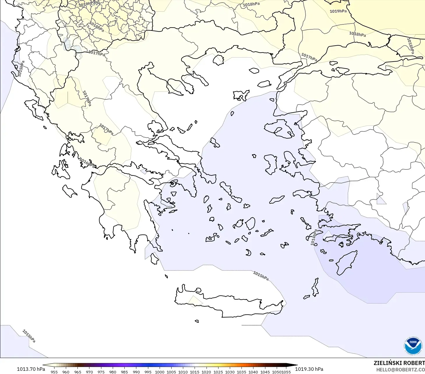 GFS modelo - Grécia, Pressão