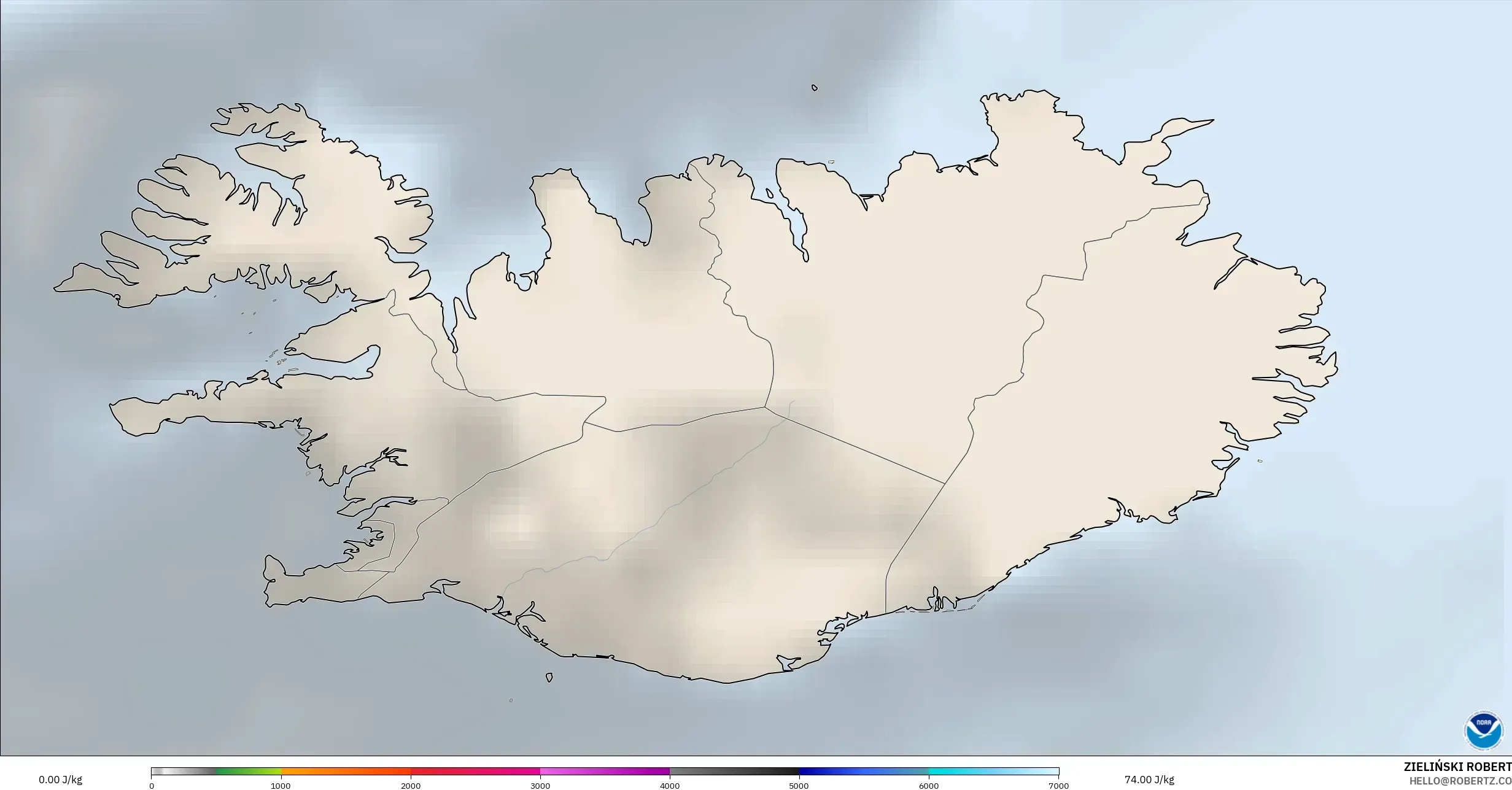 GFS modelo - Islândia, CAPE