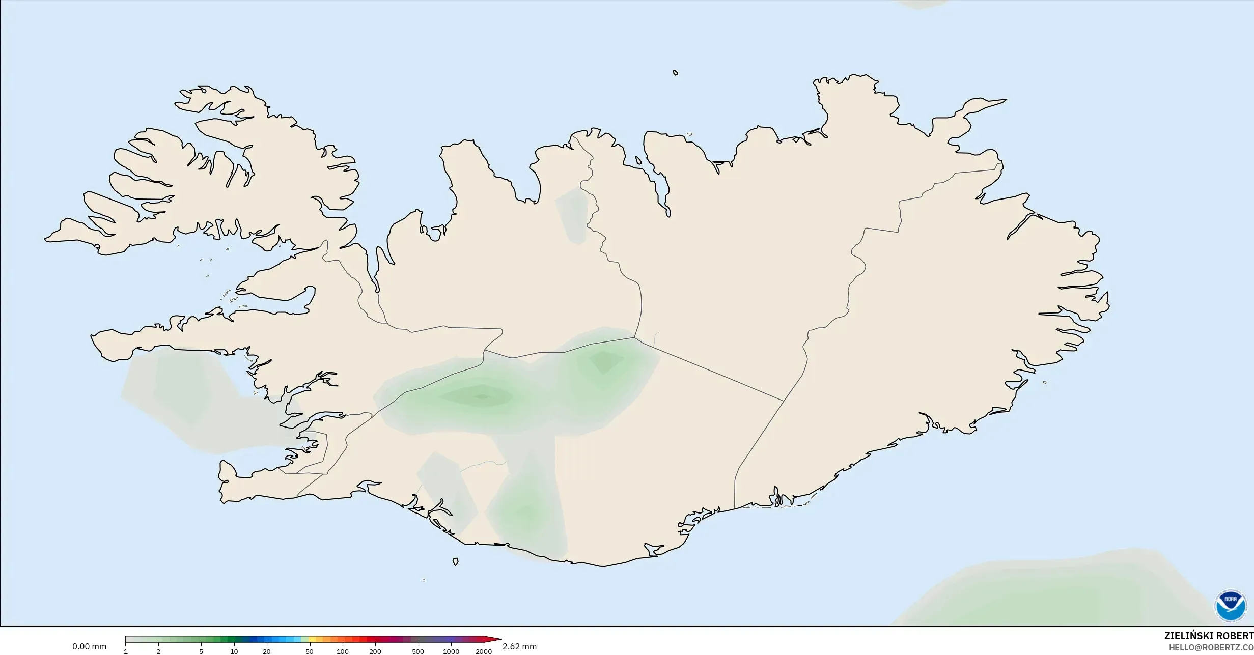 GFS modelo - Islândia, Acúmulo de precipitação