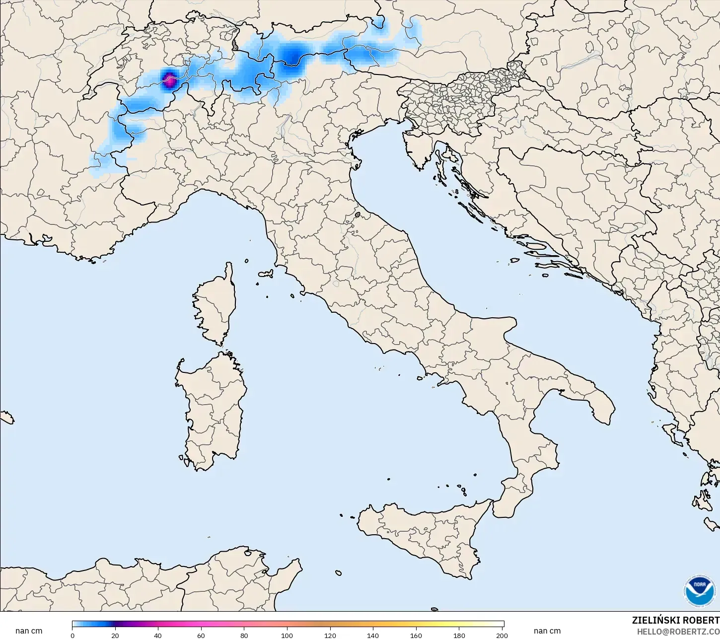 GFS modelo - Itália, Profundidade da neve