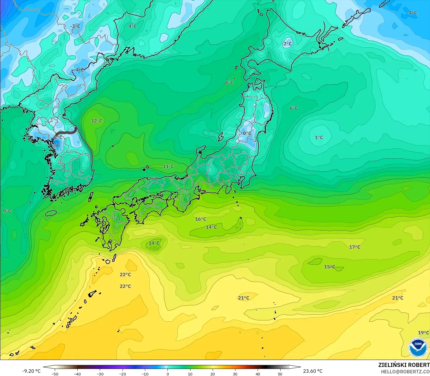 GFS modelo - Japão, Ponto de orvalho a 2 m