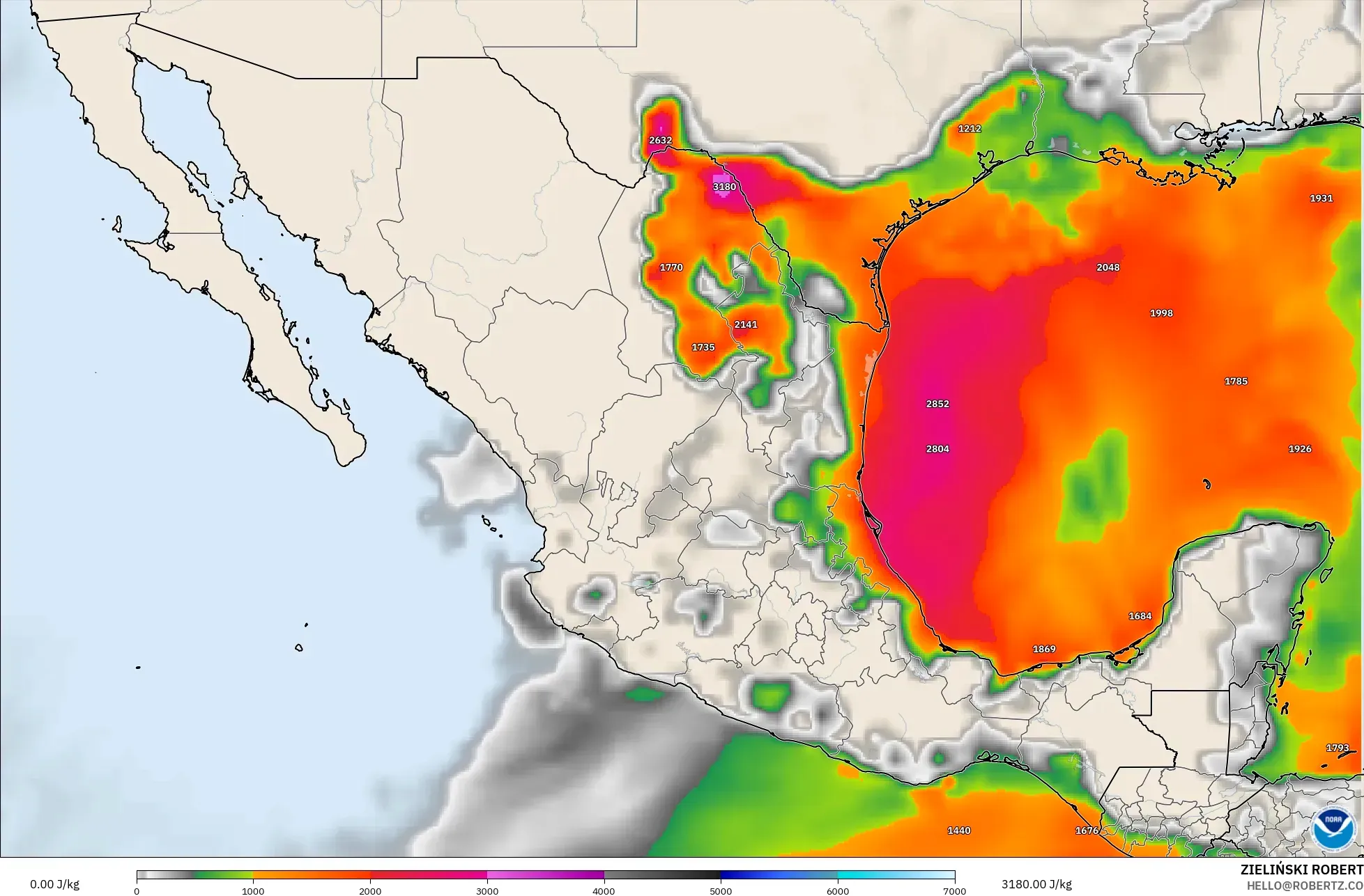 GFS modelo - México, CAPE