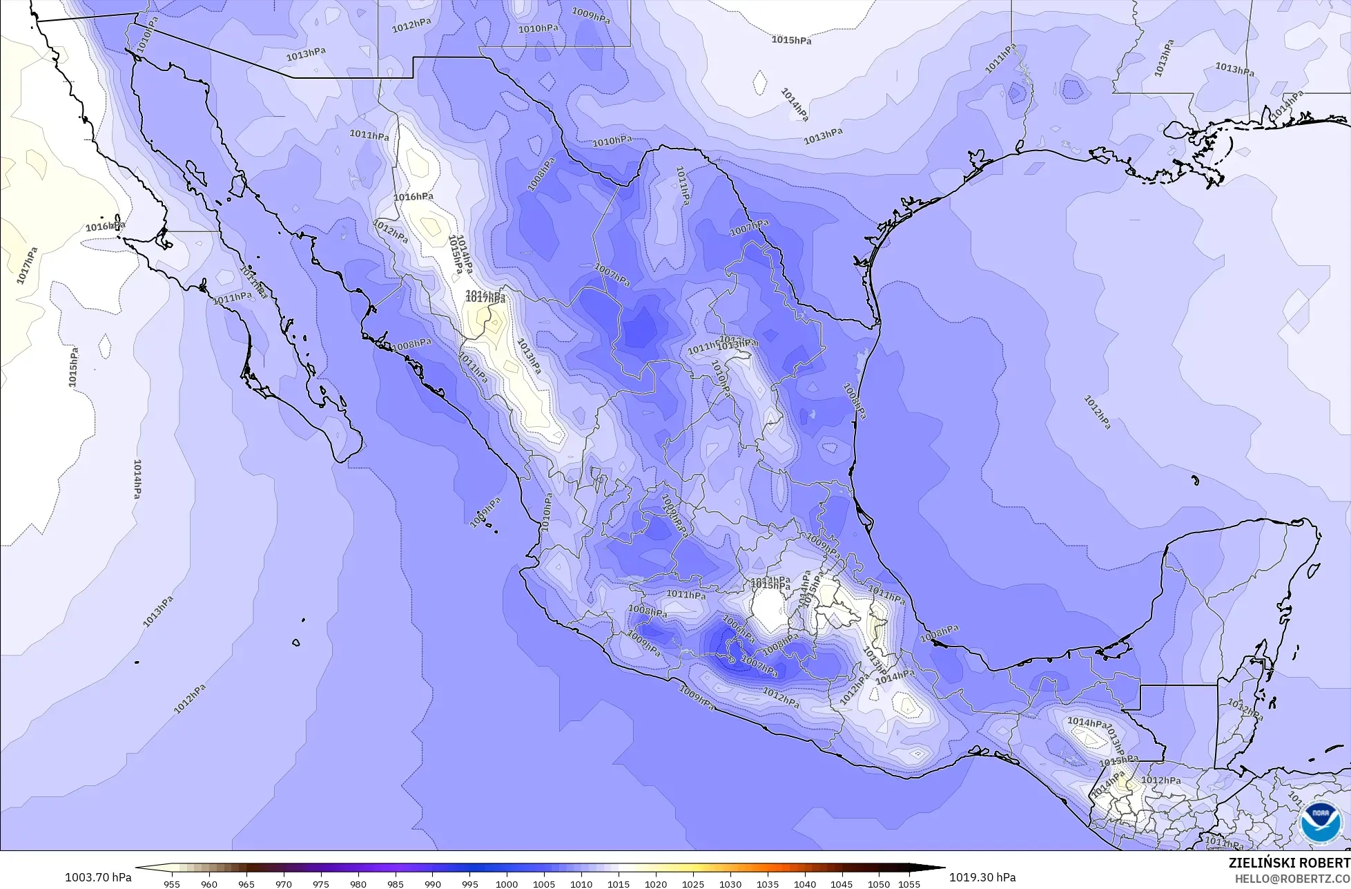GFS modelo - México, Pressão