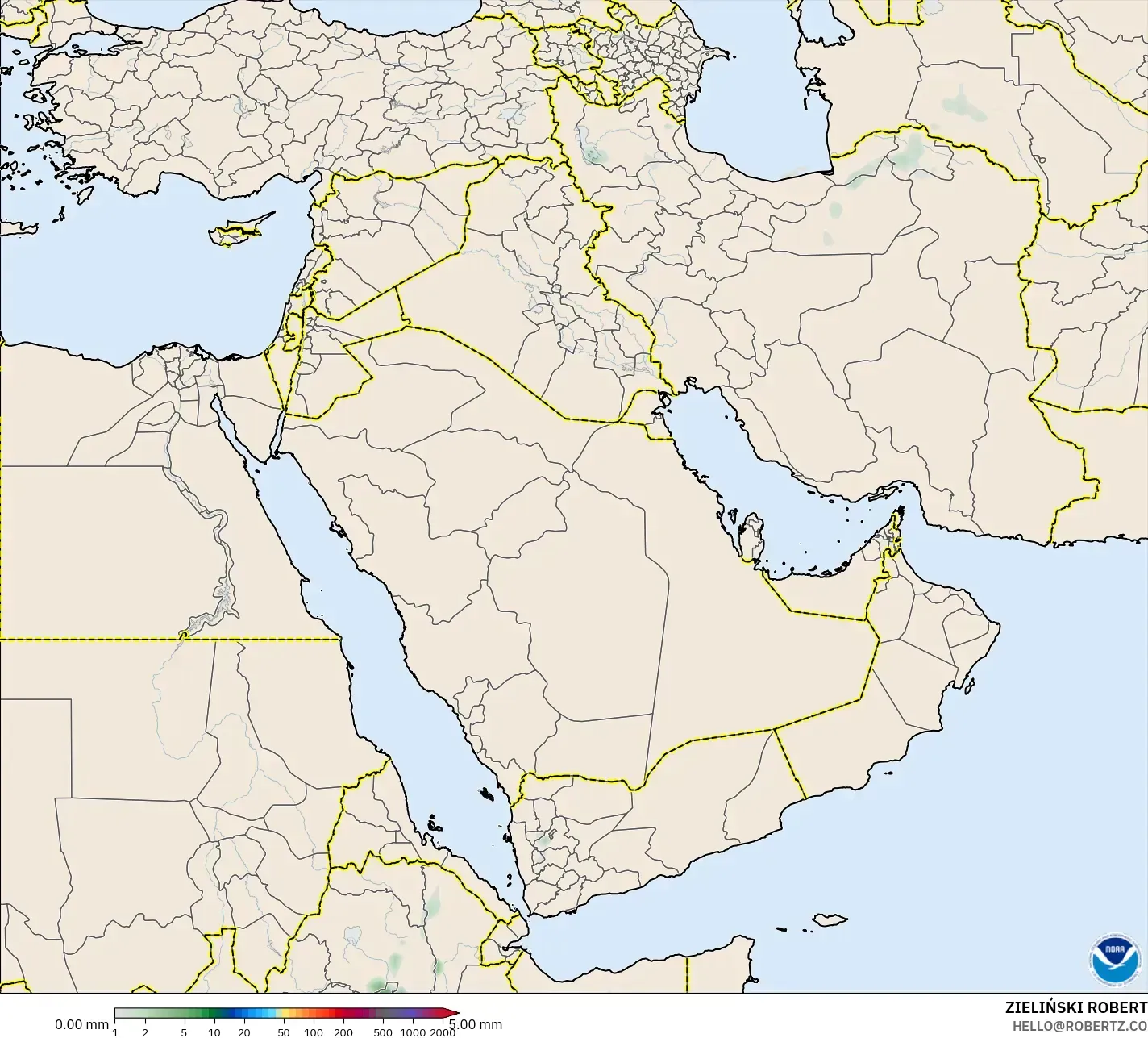 GFS modelo - Oriente Médio, Acúmulo de precipitação
