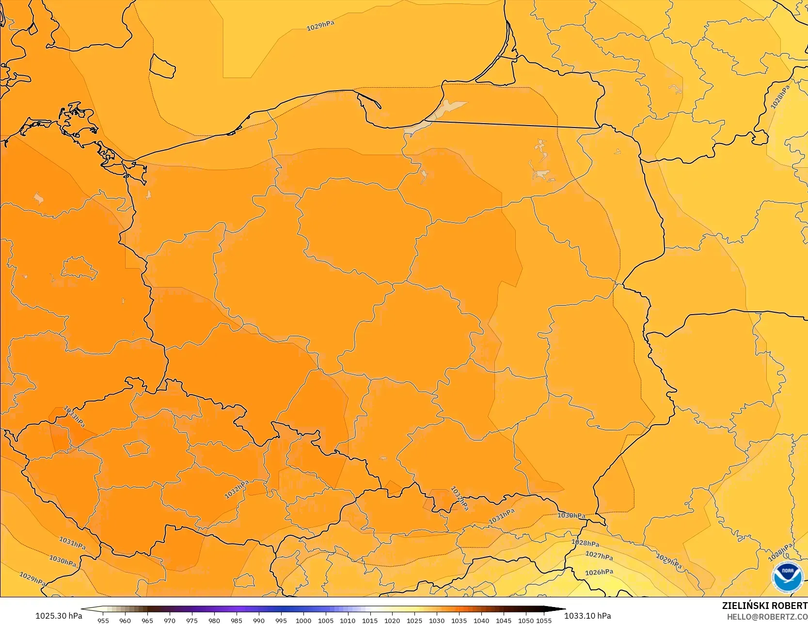 GFS modelo - Polônia, Pressão