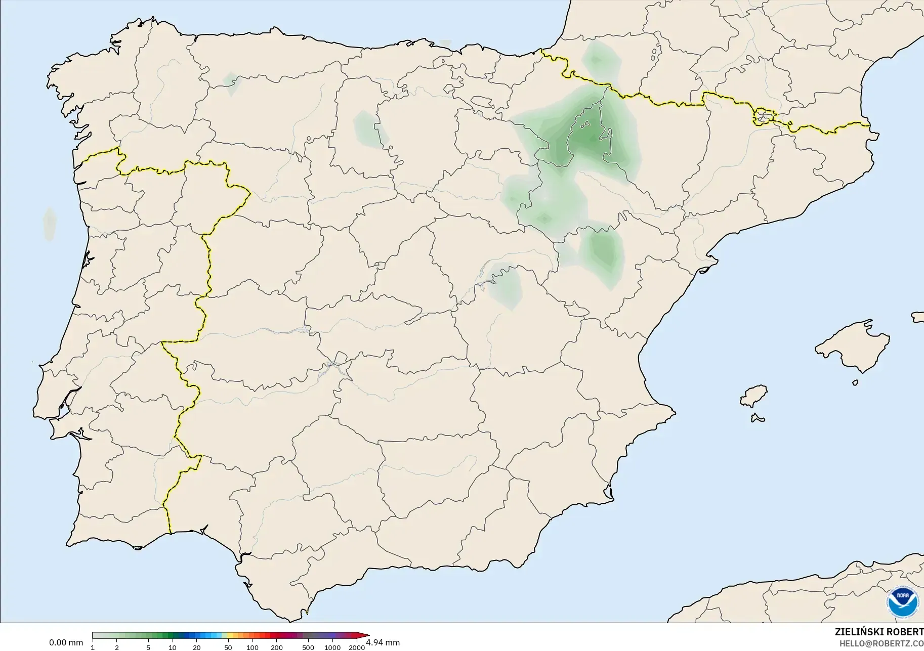 GFS modelo - Espanha, Acúmulo de precipitação