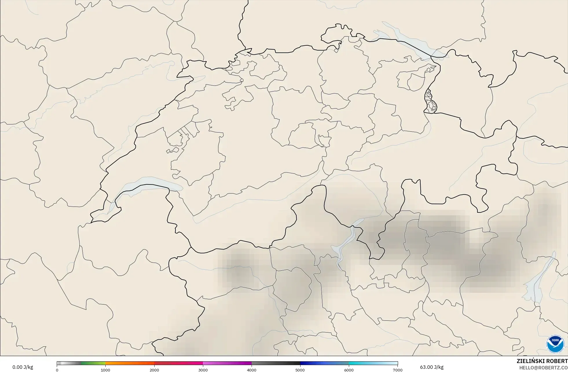GFS modelo - Suíça, CAPE