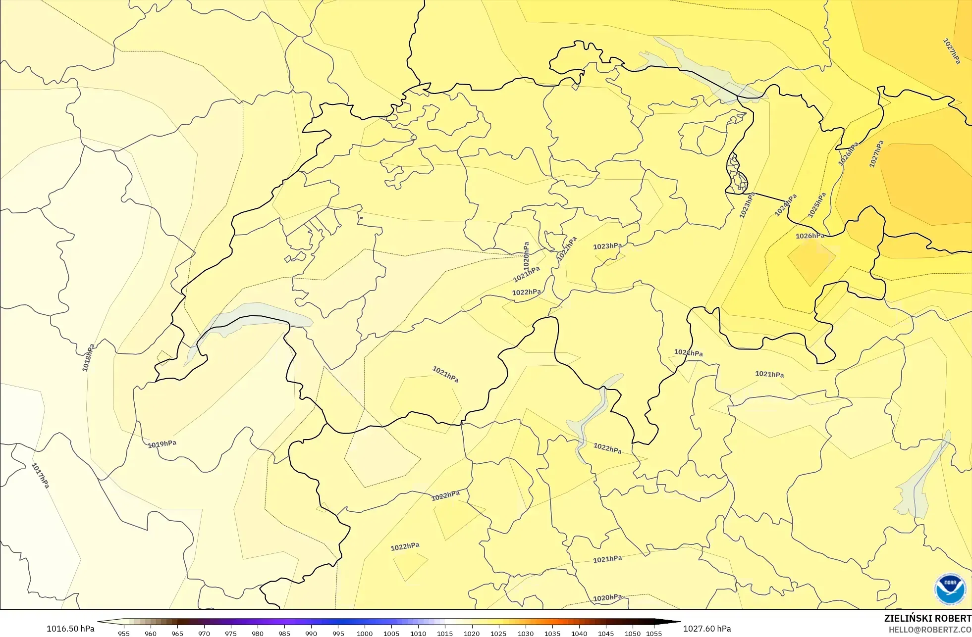 GFS modelo - Suíça, Pressão