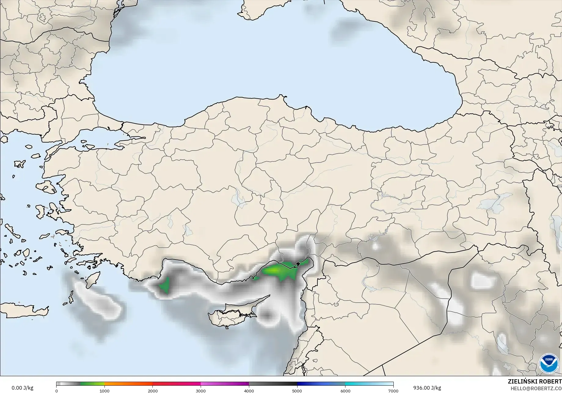 GFS modelo - Turquia, CAPE