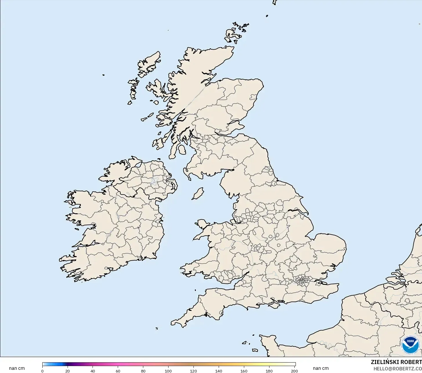 GFS modelo - Reino Unido, Profundidade da neve