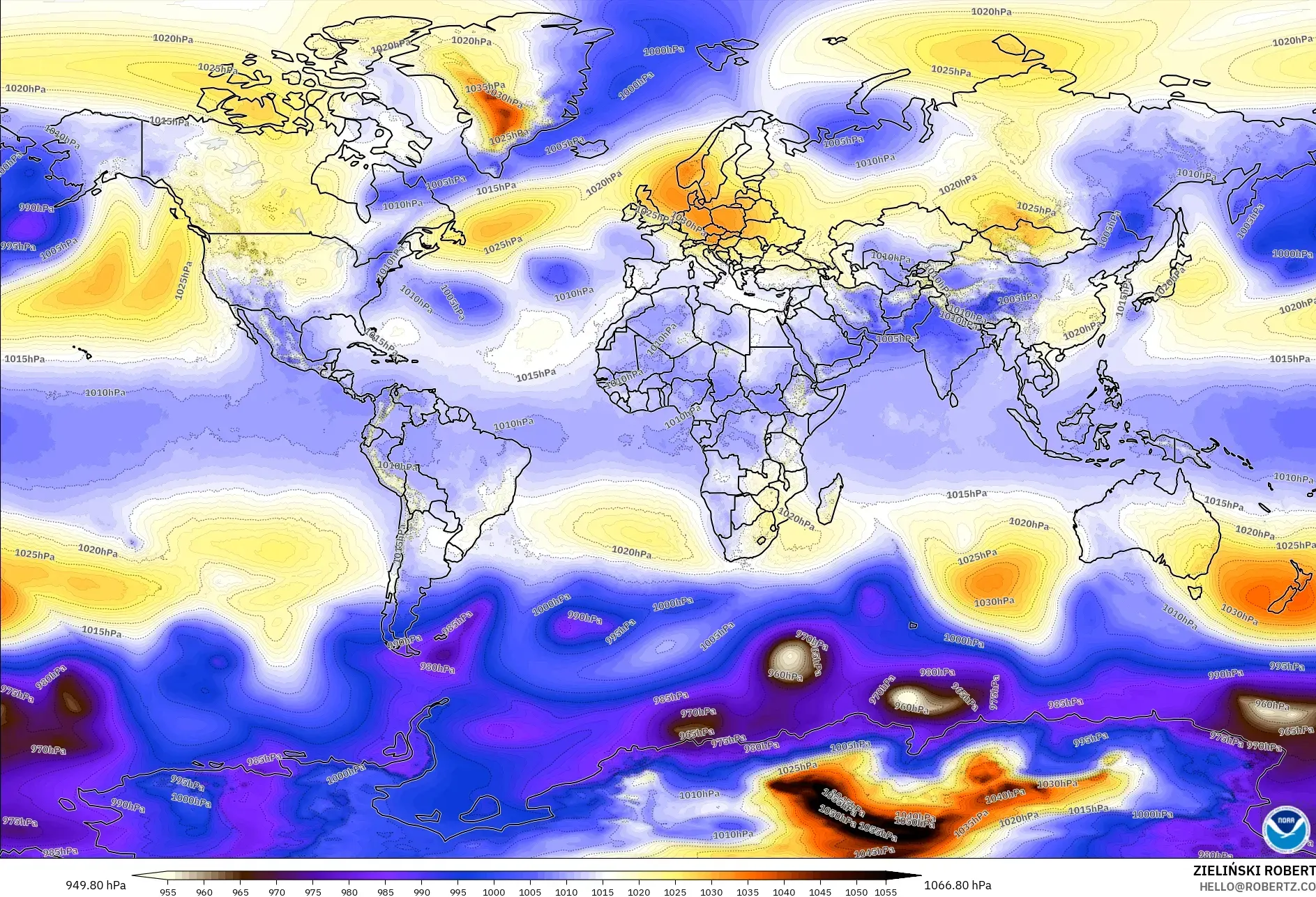 GFS modelo - Mundo, Pressão