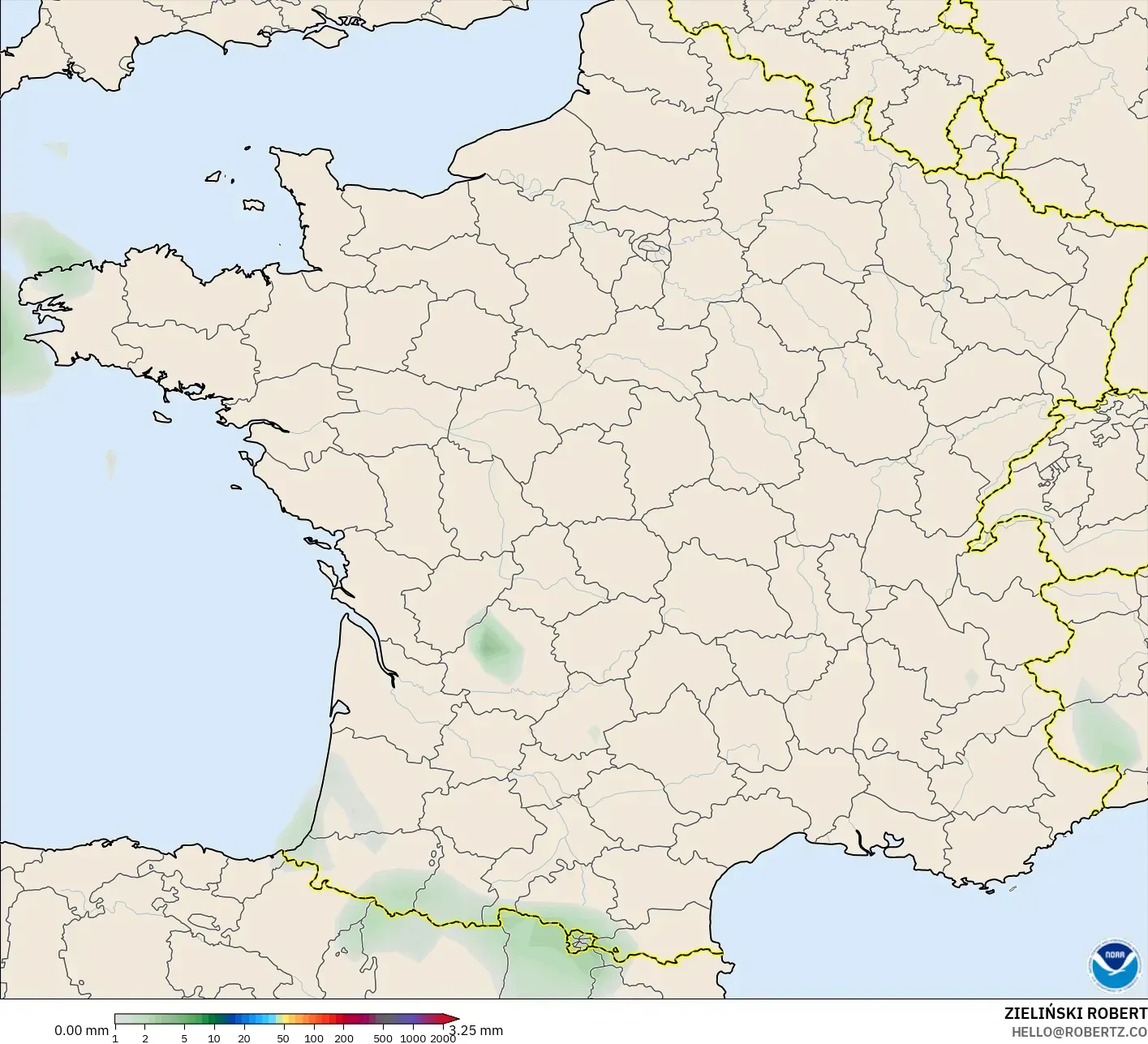 GFS modelo - França, Acúmulo de precipitação