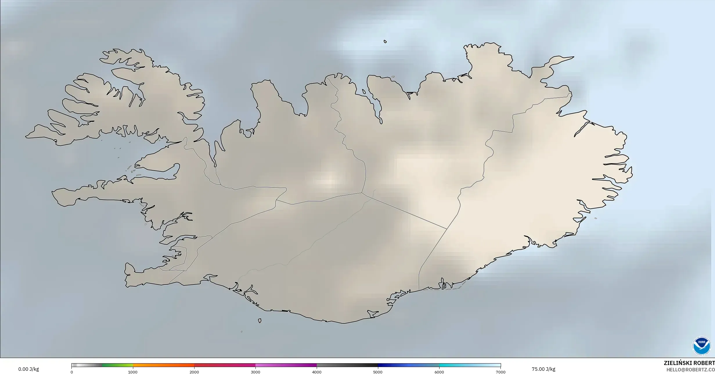 GFS modelo - Islândia, CAPE