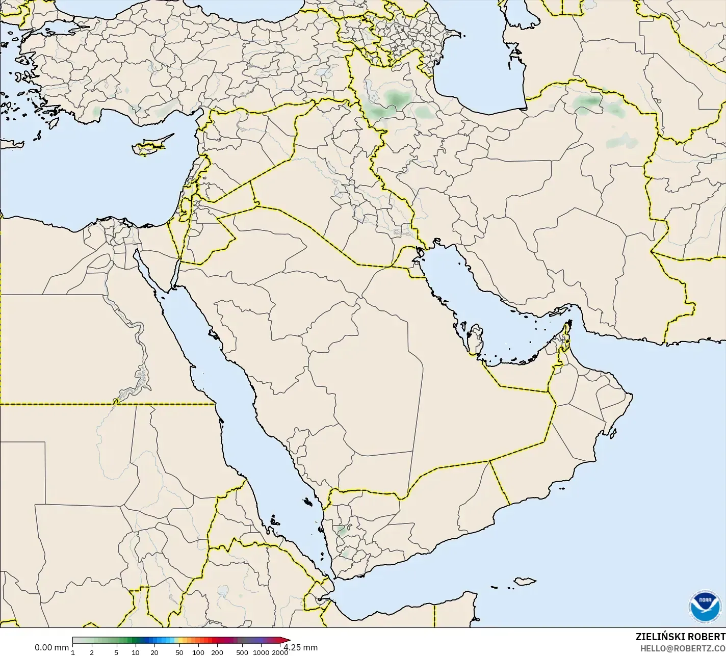 GFS modelo - Oriente Médio, Acúmulo de precipitação
