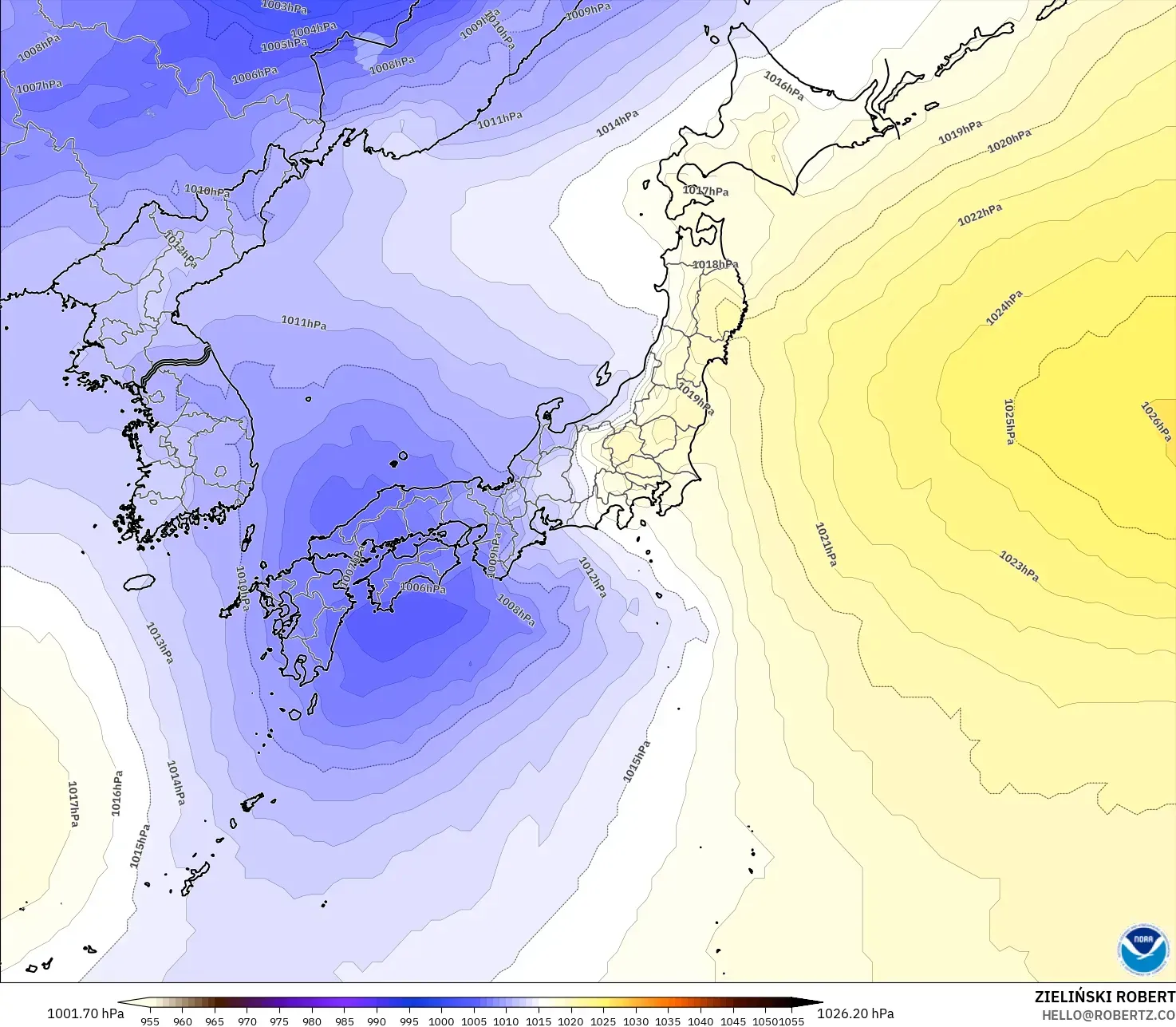 GFS modelo - Japão, Pressão
