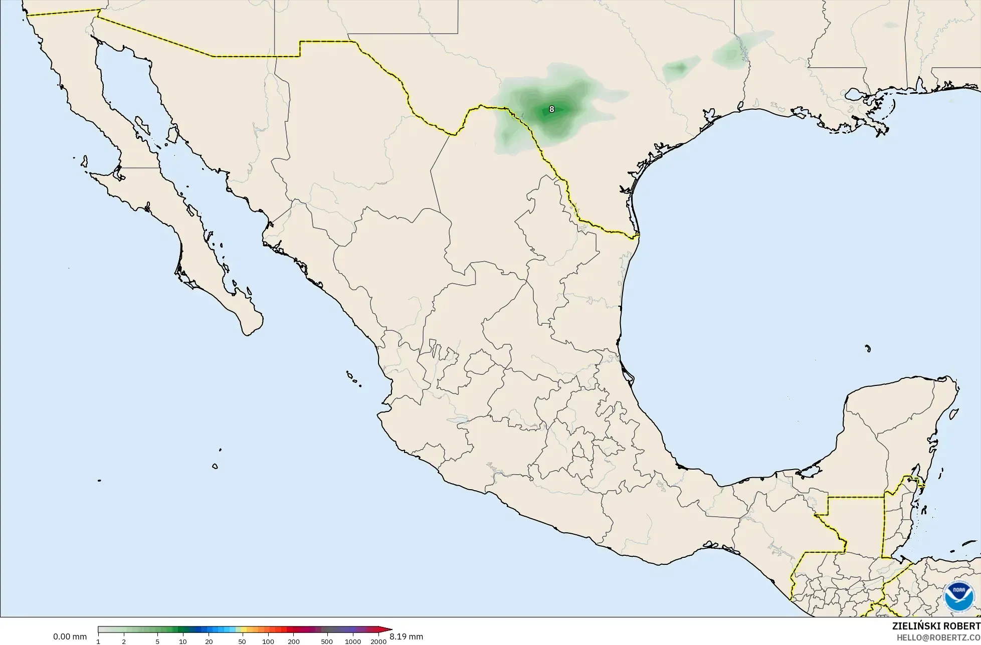 GFS modelo - México, Acúmulo de precipitação