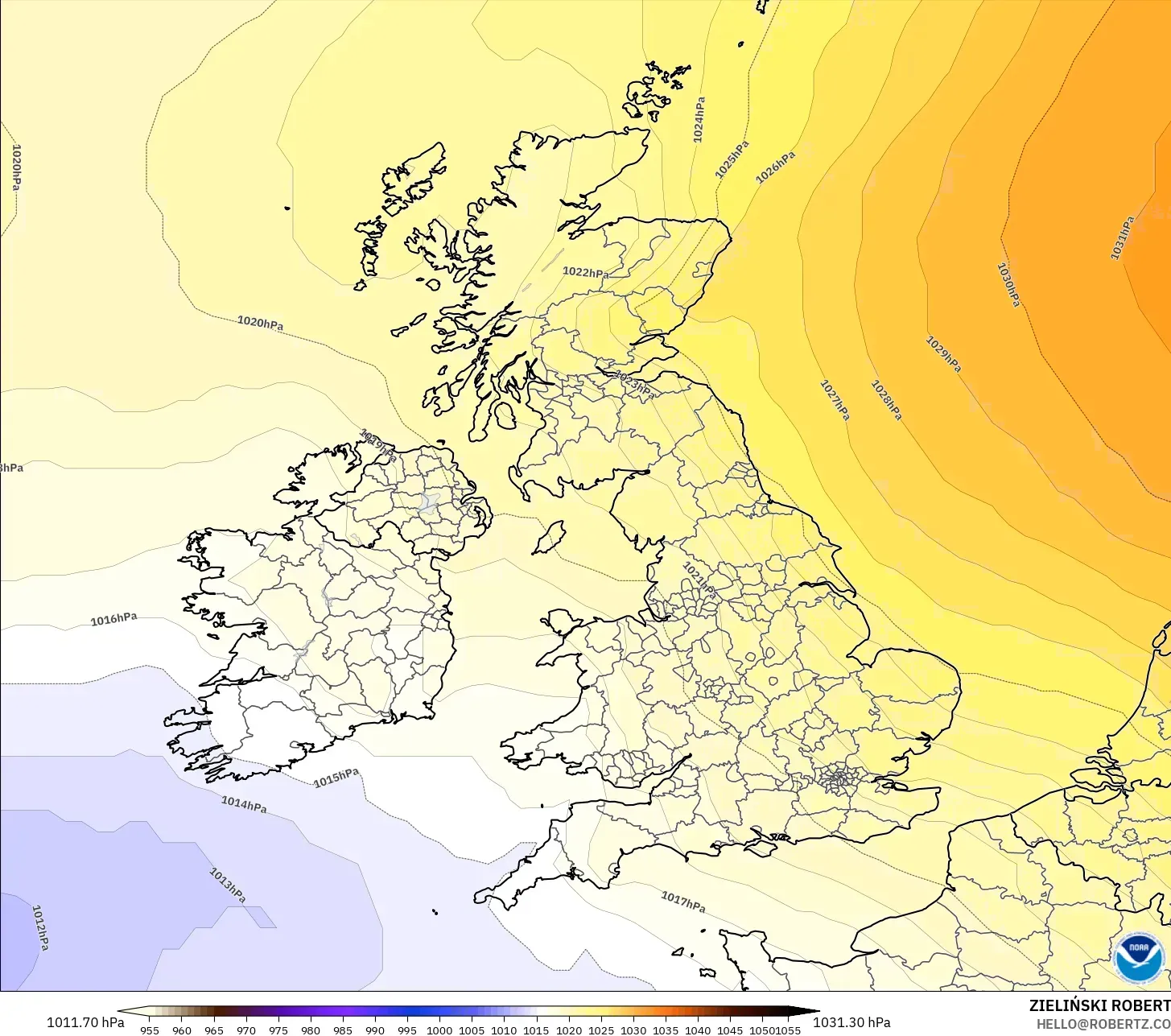 GFS modelo - Reino Unido, Pressão