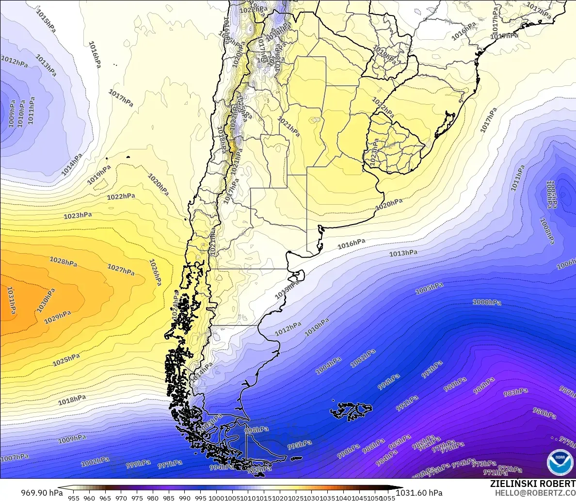 GFS modelo - Argentina, Pressão