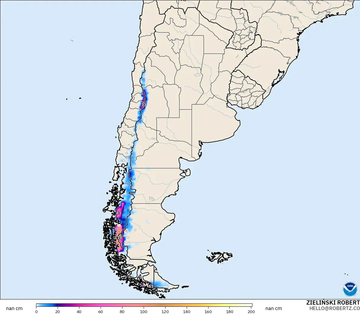 GFS modelo - Argentina, Profundidade da neve
