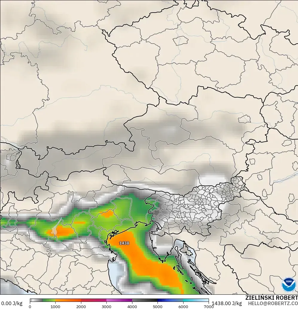 GFS modelo - Áustria, CAPE