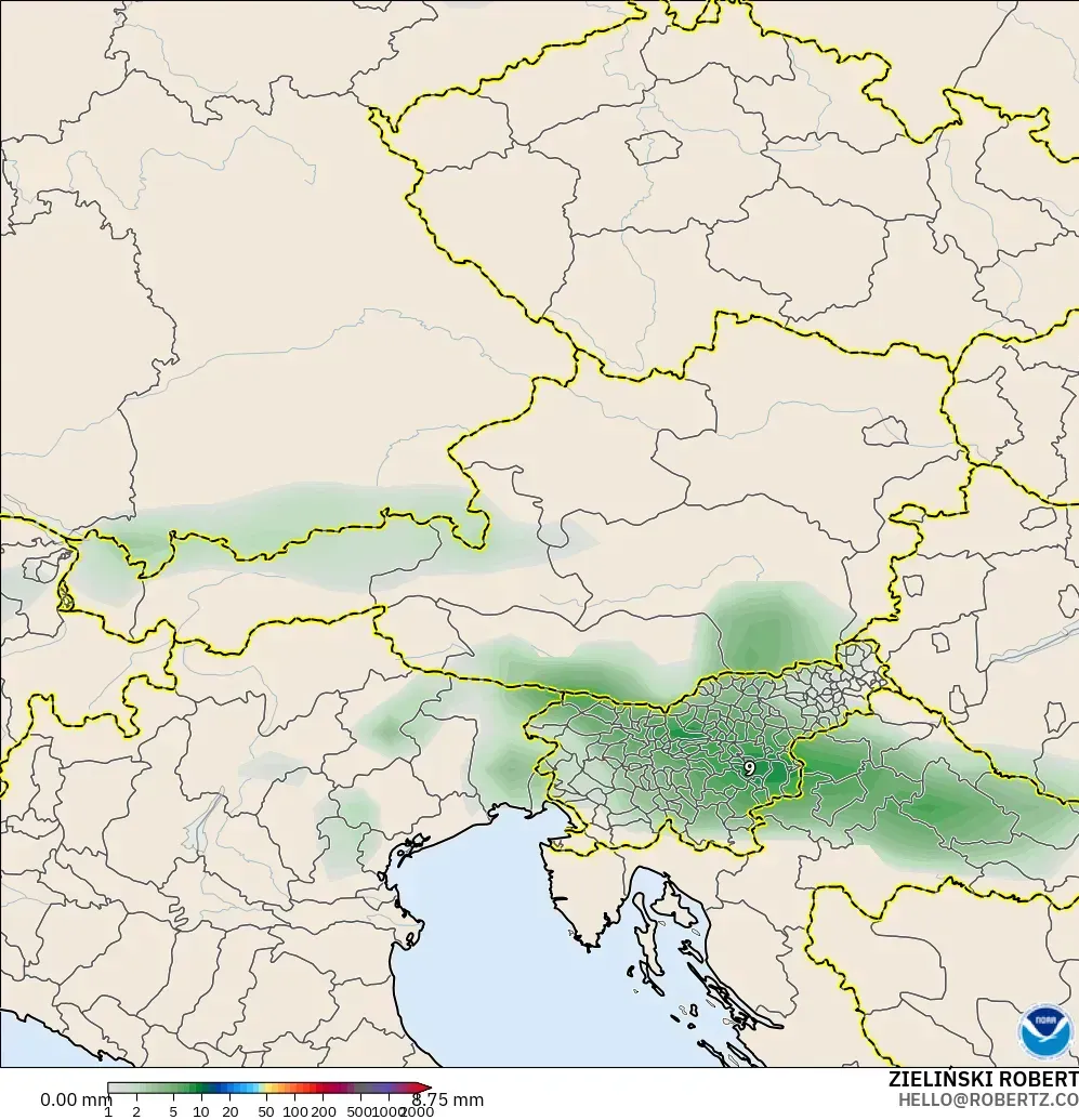 GFS modelo - Áustria, Acúmulo de precipitação