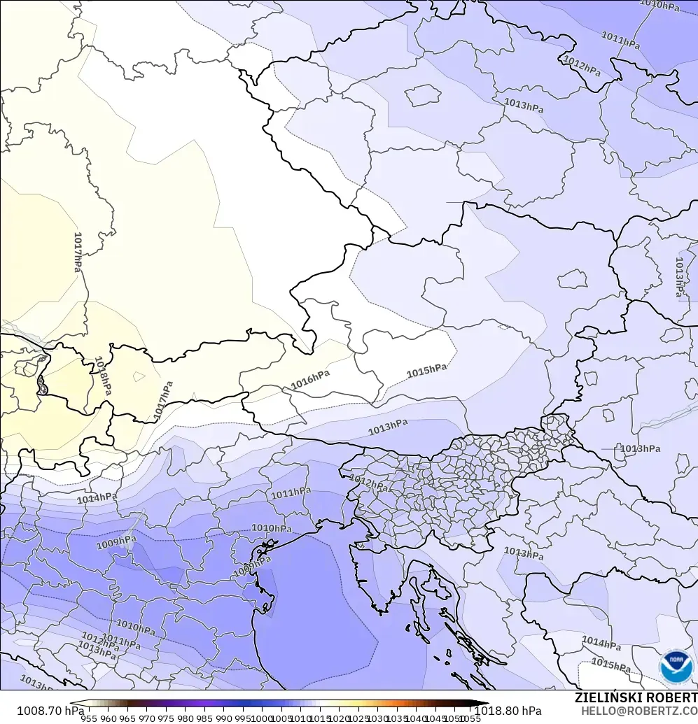 GFS modelo - Áustria, Pressão