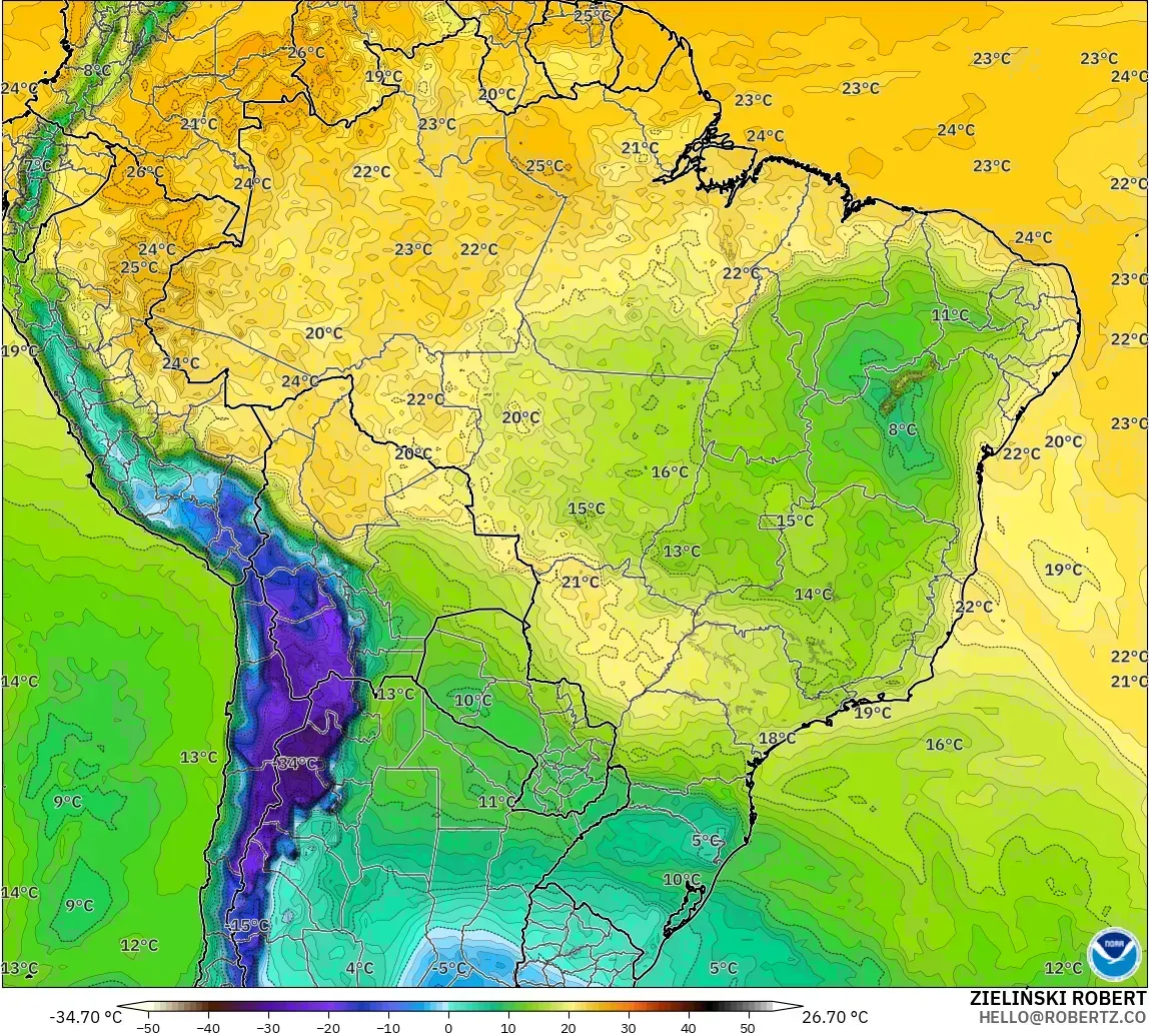 GFS modelo - Brasil, Ponto de orvalho a 2 m