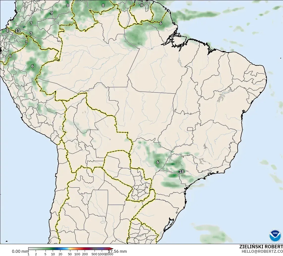 GFS modelo - Brasil, Acúmulo de precipitação