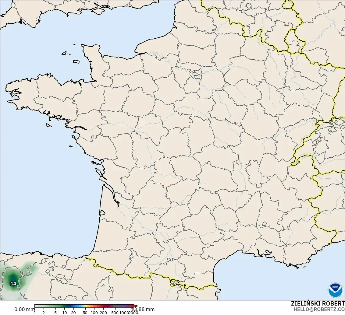 GFS modelo - França, Acúmulo de precipitação