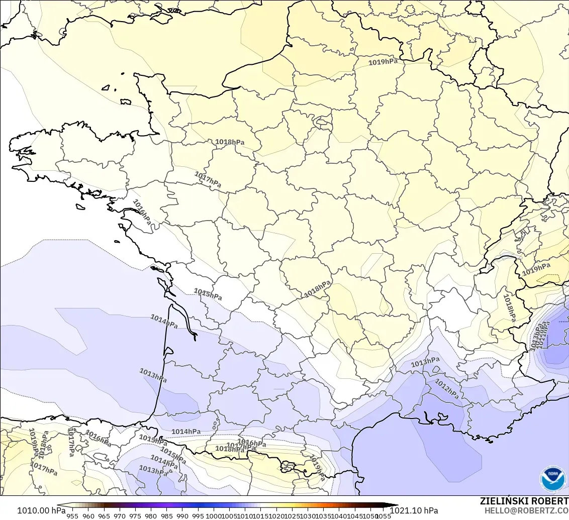 GFS modelo - França, Pressão