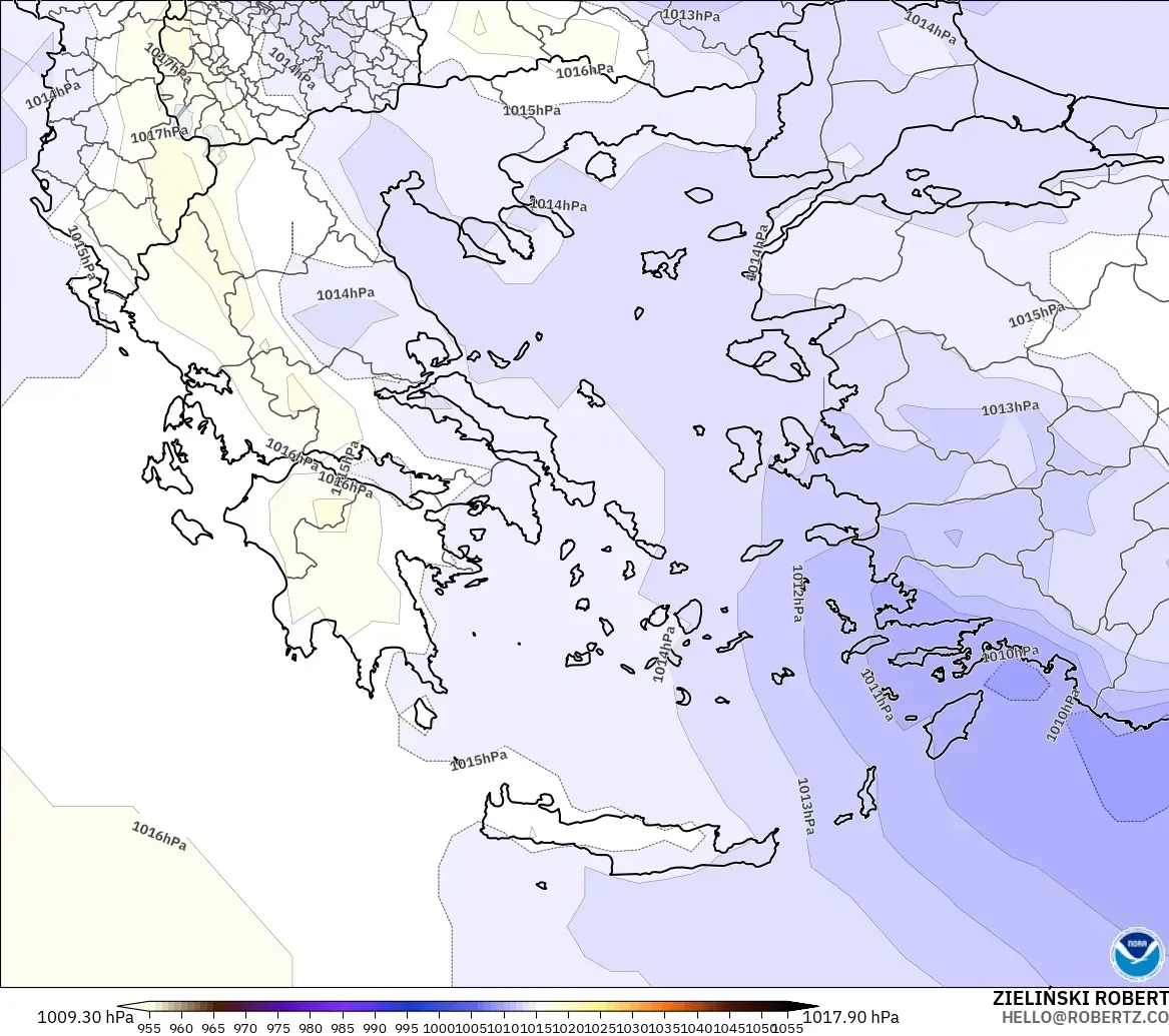 GFS modelo - Grécia, Pressão