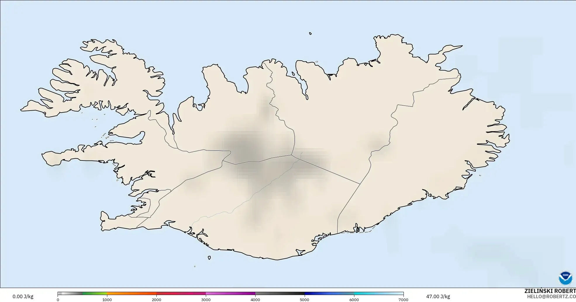 GFS modelo - Islândia, CAPE
