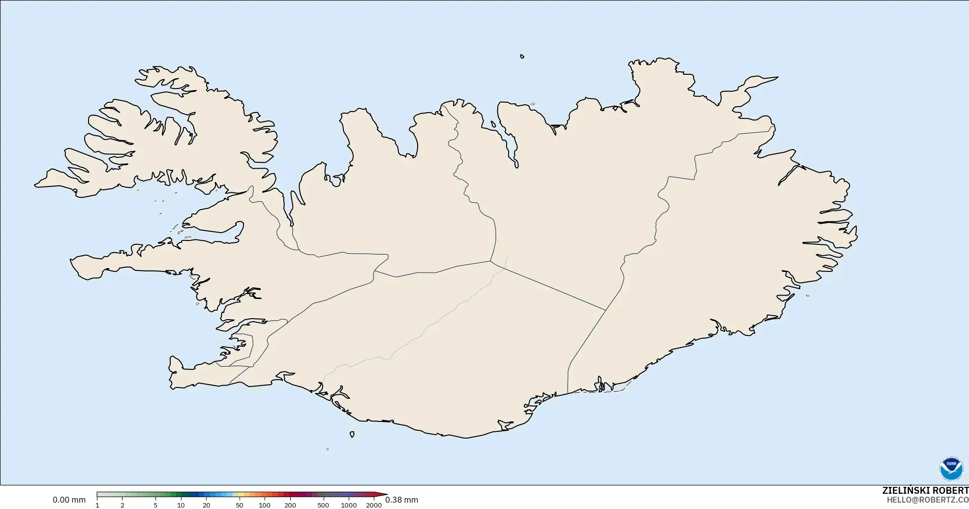 GFS modelo - Islândia, Acúmulo de precipitação