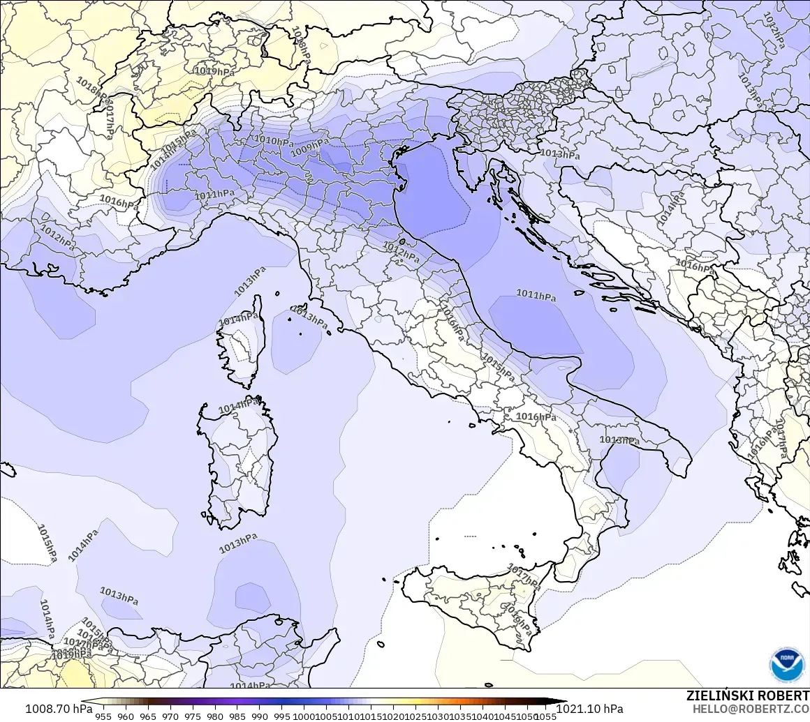 GFS modelo - Itália, Pressão