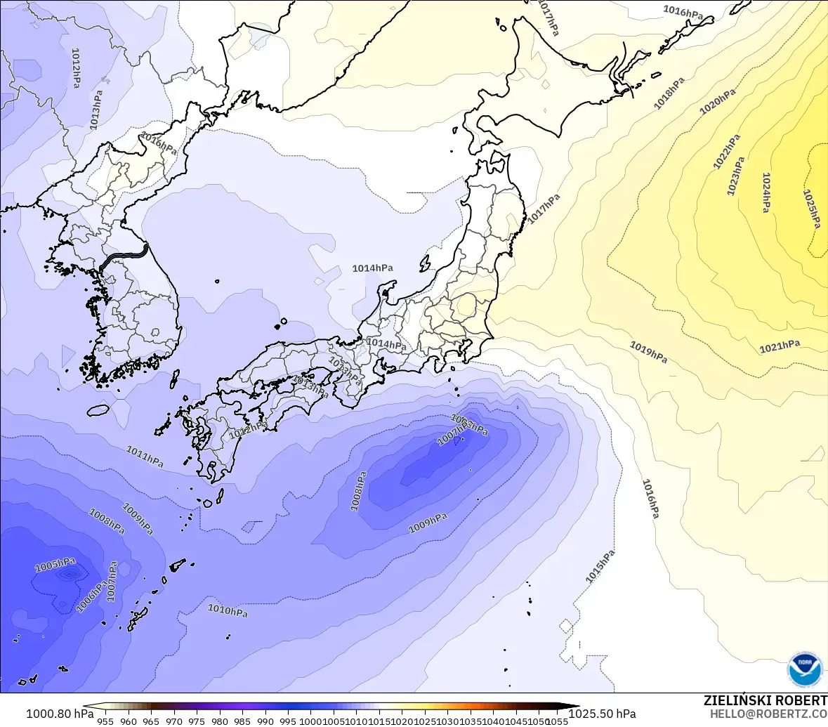 GFS modelo - Japão, Pressão