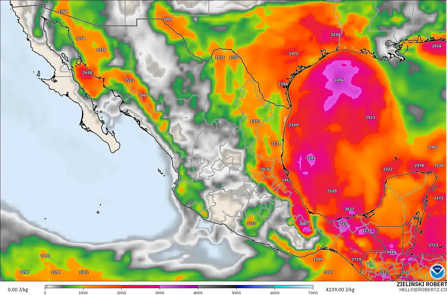 GFS modelo - México, CAPE