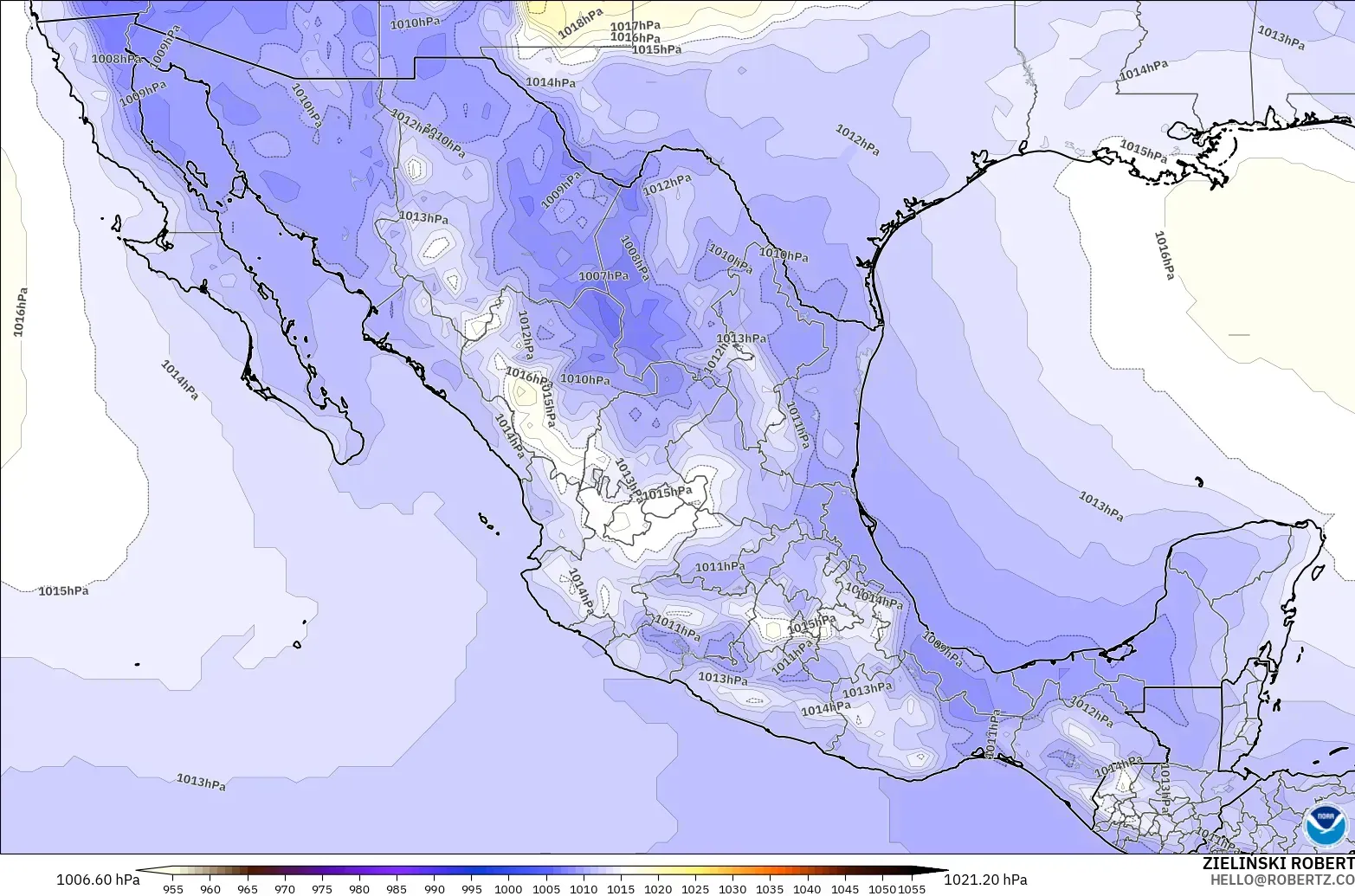 GFS modelo - México, Pressão