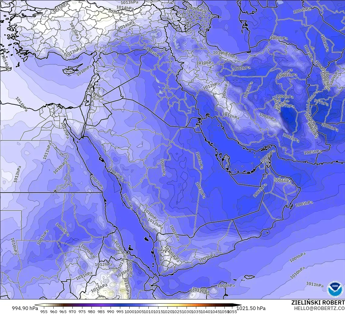 GFS modelo - Oriente Médio, Pressão