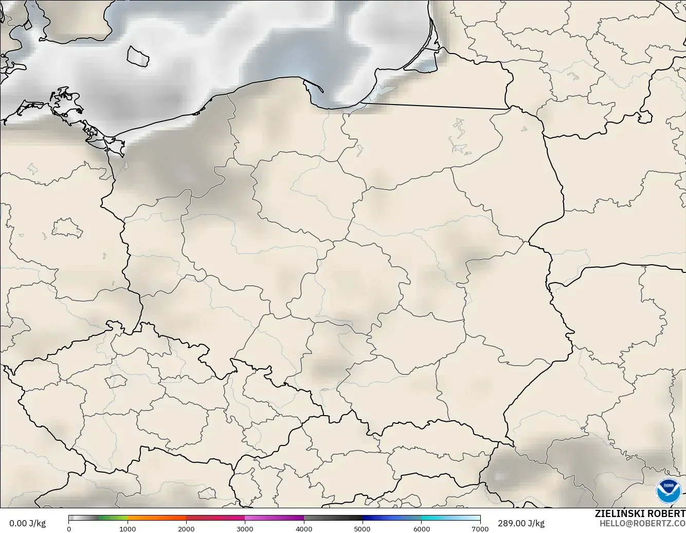 GFS modelo - Polônia, CAPE