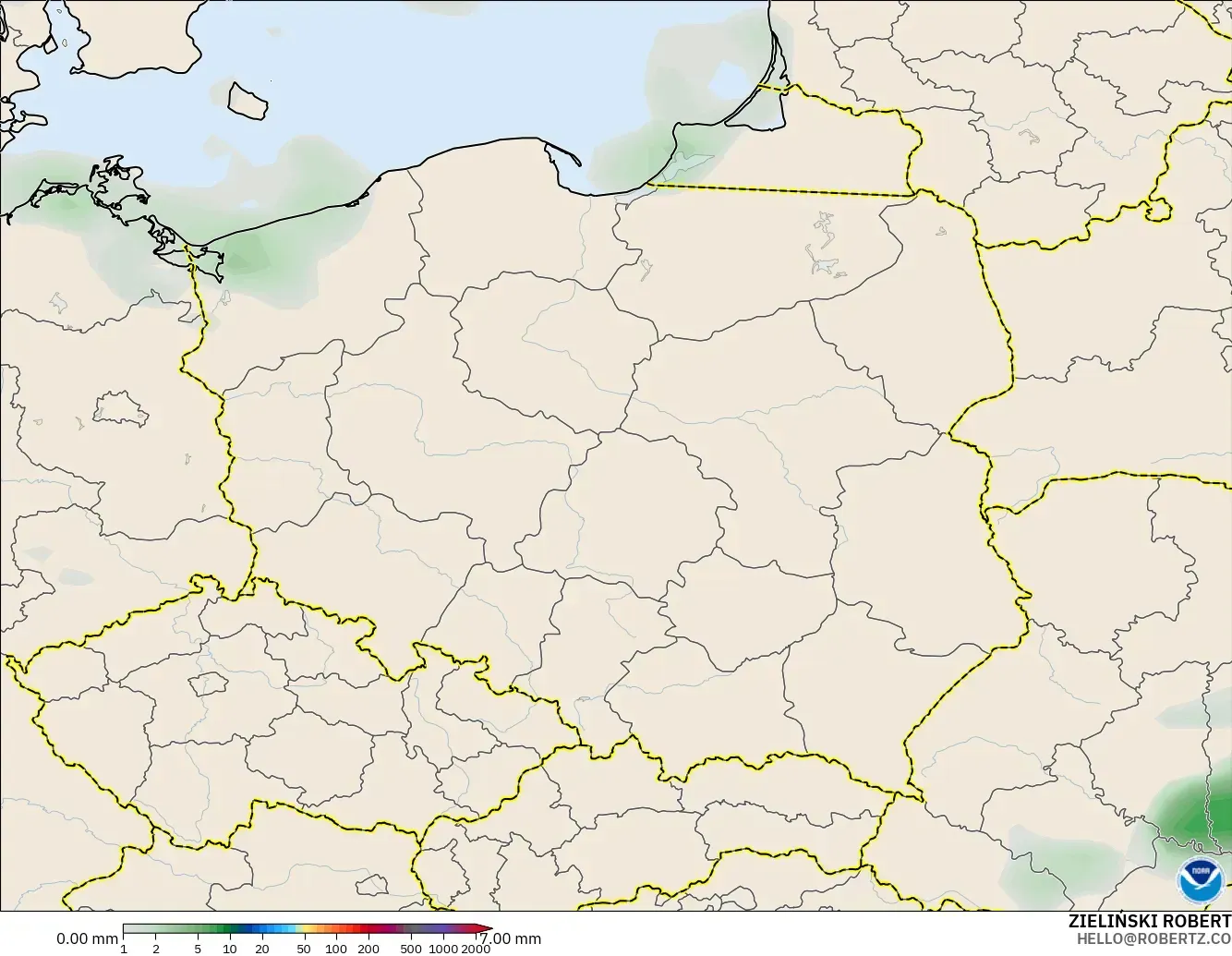 GFS modelo - Polônia, Acúmulo de precipitação