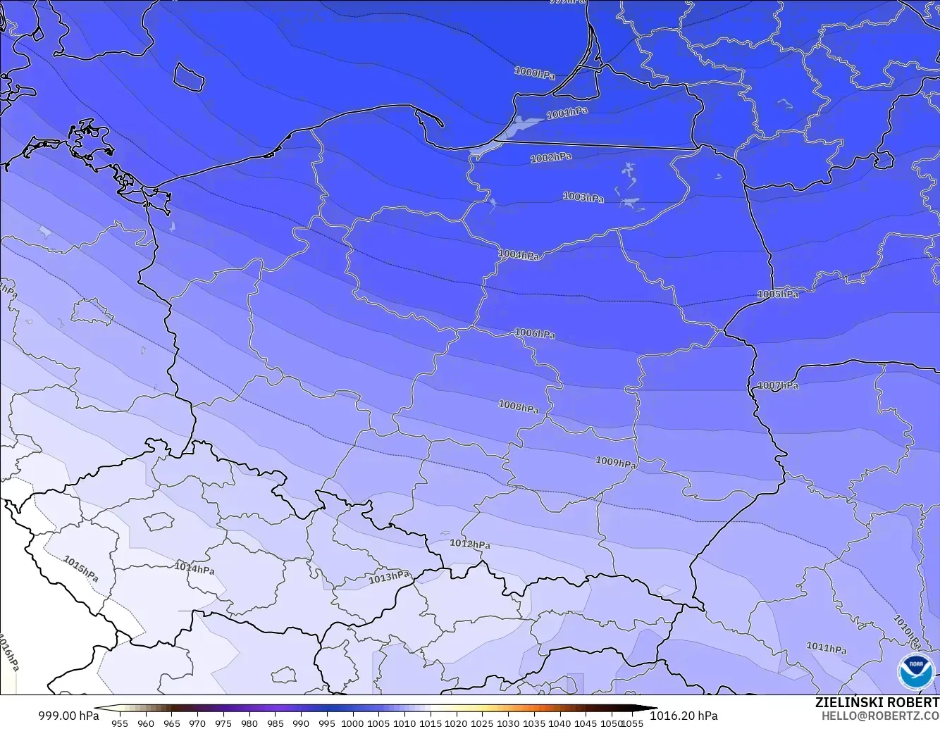 GFS modelo - Polônia, Pressão