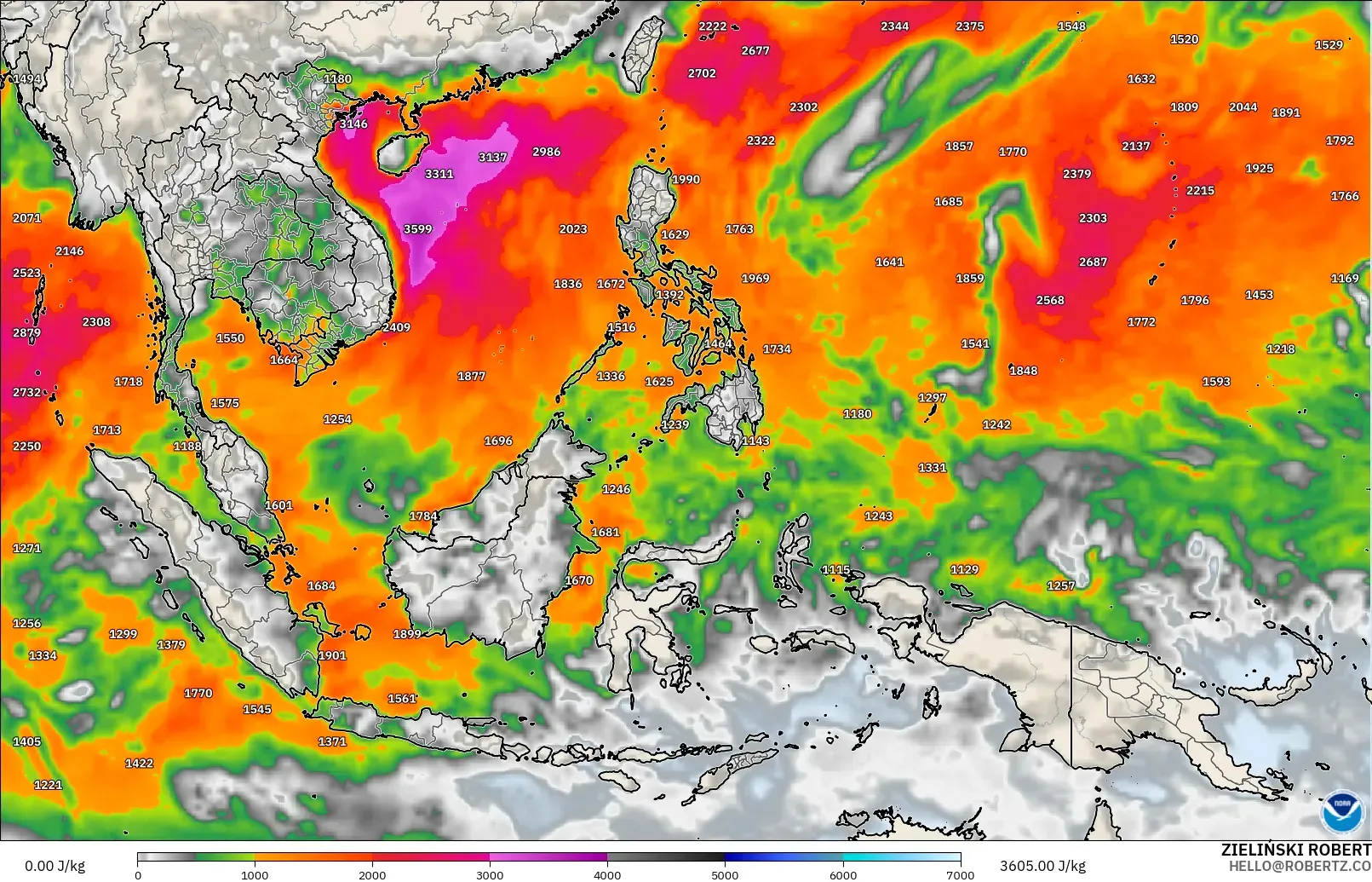 GFS modelo - Sudeste Asiático, CAPE