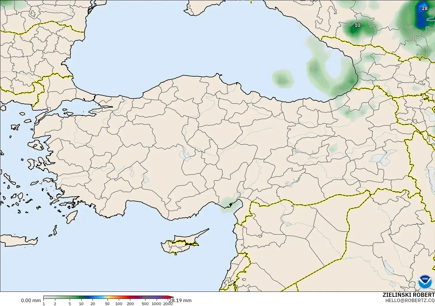 GFS modelo - Turquia, Acúmulo de precipitação