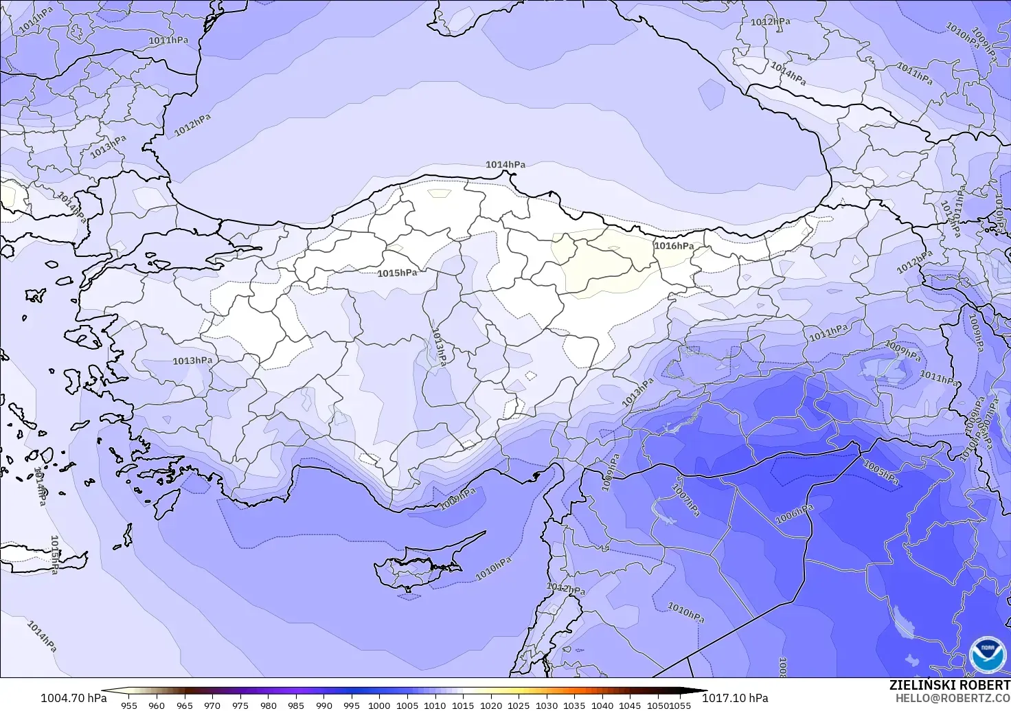 GFS modelo - Turquia, Pressão