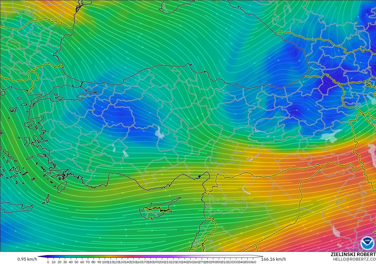 GFS modelo - Turquia, Vento a 300 hPa (corrente em jato)