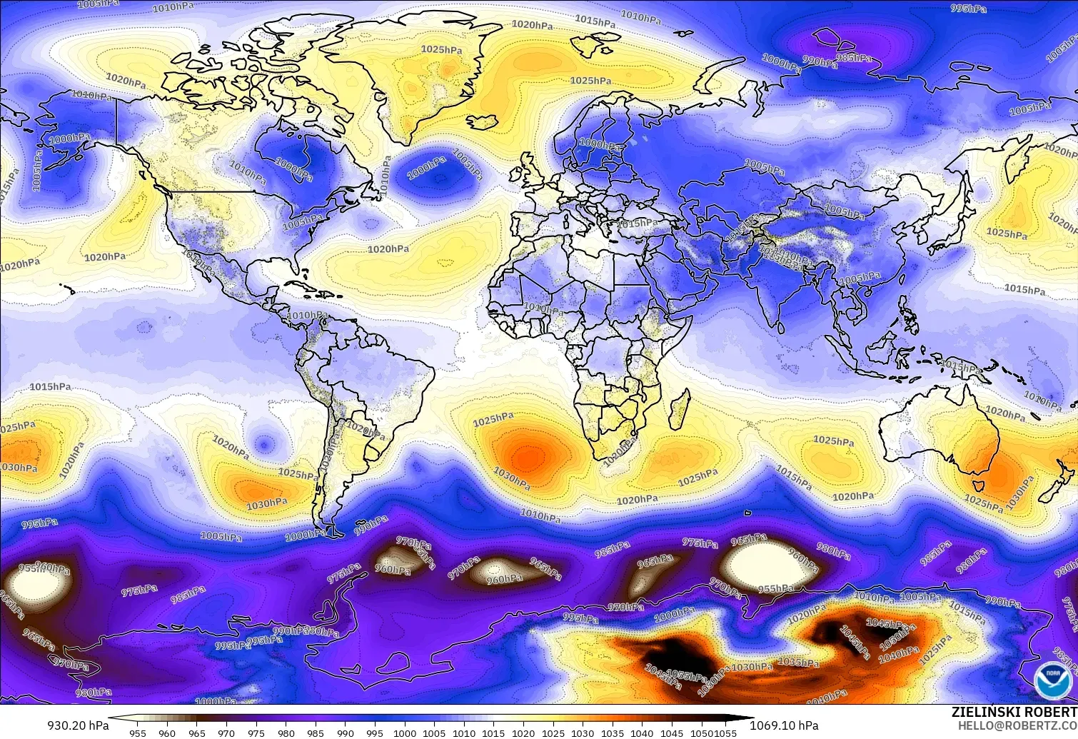GFS modelo - Mundo, Pressão