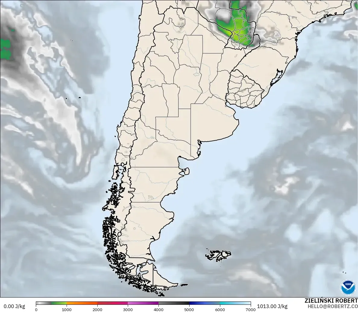 GFS modelo - Argentina, CAPE